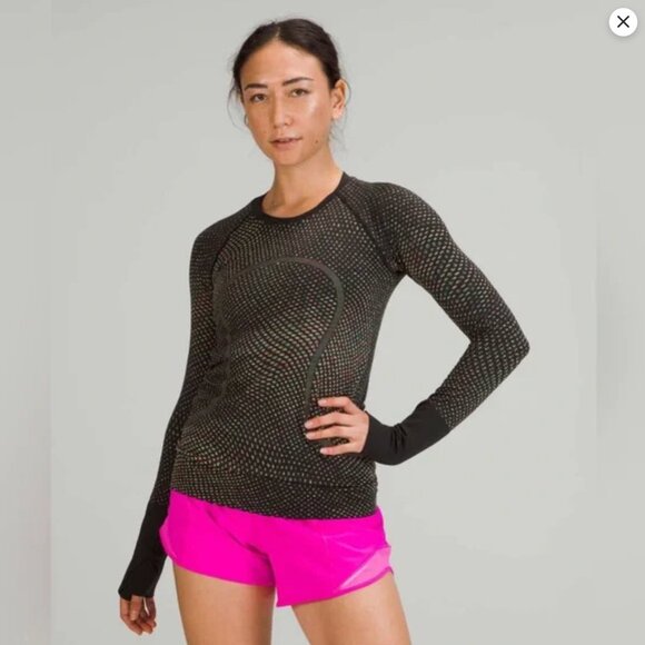 LULULEMON Swiftly Tech Long Sleeve 2.0 | Grid Warp Black / Neon Multi - Picture 1 of 9